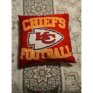 Kansas City Chiefs NFL Football Square Accent Pillow Zipper Case EUC 16" x 16"